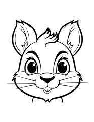 Cute chipmunk portrait, vector lineal illustration. Coloring page for kids