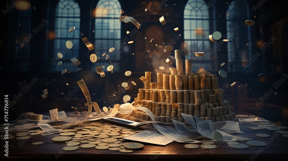 Poster currency exchange and money transfer concept with world map and banknotes of different currencies wi