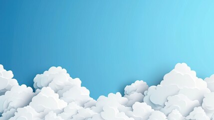 white clouds in the sky in paper cut style - AI Generated