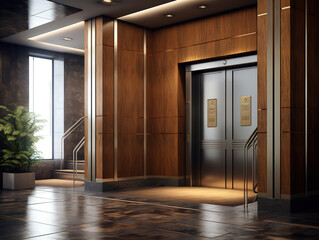 Modern metal elevator design idea, Modern & luxury house entrance