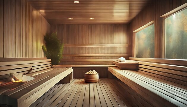 artistic concept illustration of a beautiful sauna interior background illustration