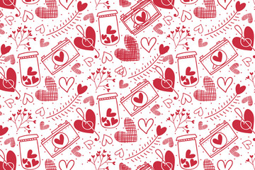 Vector hearts seamless pattern, vector Valentine's Day pattern, Valentine's Day background.