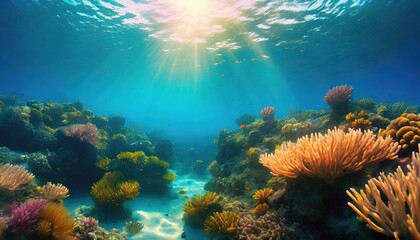 Naklejka na ściany i meble coral reef in a blue deep