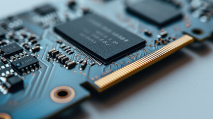 Close-up of fast SSD M.2 - Solid State Drive on white background