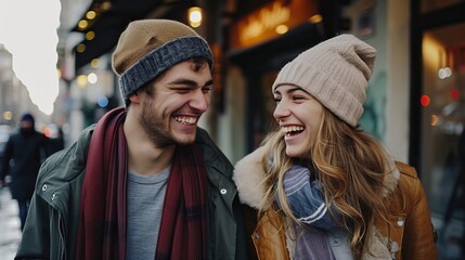 Obraz premium Candid Laughter and Joy Between Couple