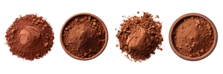 Fotobehang Set of cocoa chocolate powder top view isolated on a transparent background © ANILCHANDRO