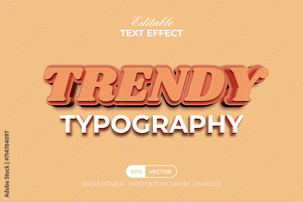 Poster trendy typography text effect 3d style. editable text effect.