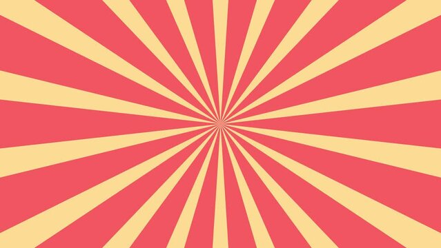 looping rotating red radial lines sunburst background