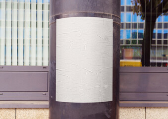 Glued Street Outdoor Poster Mockup Template Billboard Advertisement Texture Paper © Print