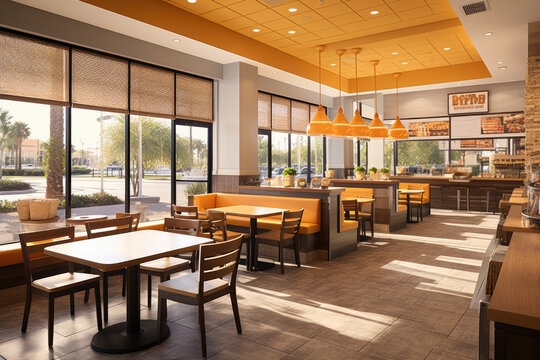 quick service restaurant interior . ai generated