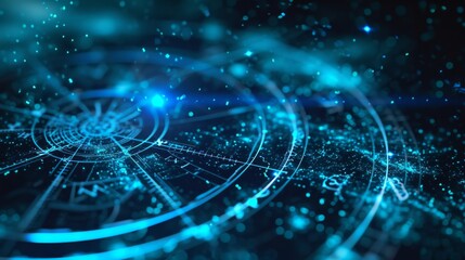 Zodiac signs inside of horoscope circle. Astrology in sky with many stars horoscopes concept.