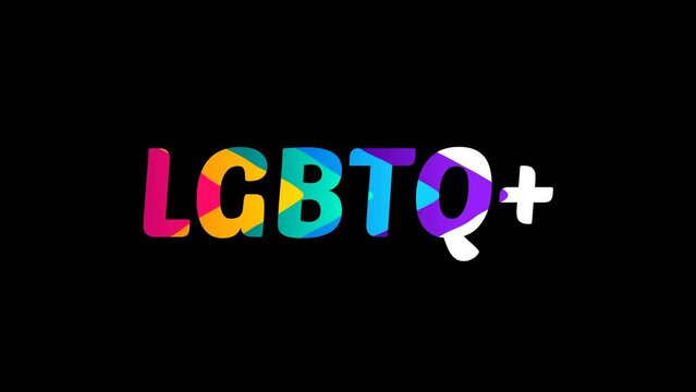 LGBTQ Text Animation Transparent background. Pride concept, 4K