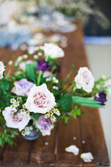 Bouquet of pink flowers on a table
