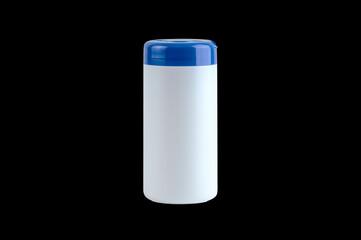 plastic can isolated on black background