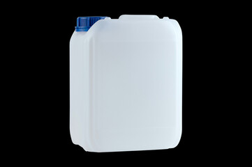 Plastic canister on white background with clipping path