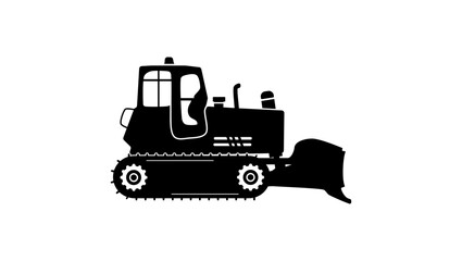 Crawler dozer tractor, black isolated silhouette