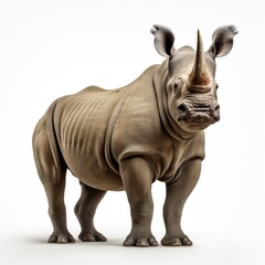 Obraz premium Black rhino isolated on white background, huge rhino