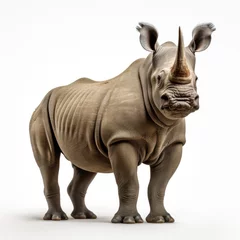 Foto op Plexiglas anti-reflex Black rhino isolated on white background, huge rhino © lensvault
