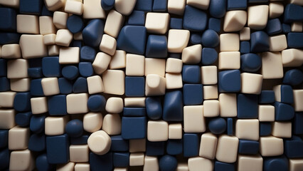 texture background of small geometric stones of white and blue color forming a harmonious pattern