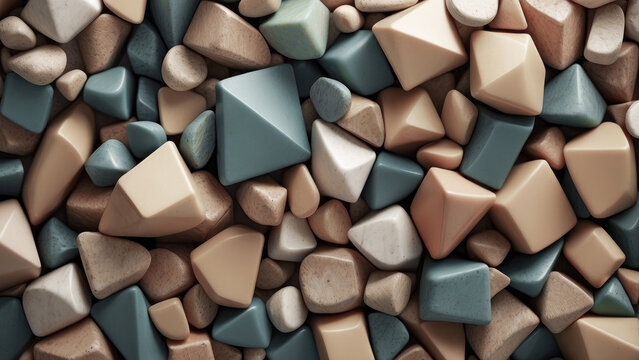 texture background of small geometric stones of pink and blue color forming a harmonious pattern