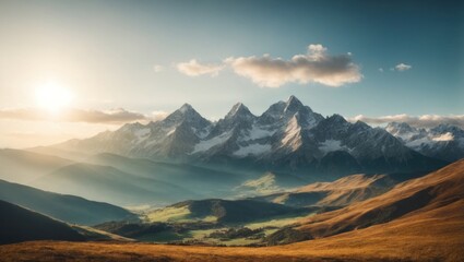Fototapeta premium beautiful mountains landscape in the morning