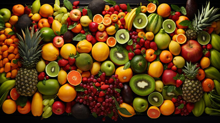 Obraz na płótnie Canvas A colorful array of fresh fruits, representing the diversity and bounty of the season