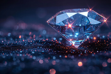 diamond isolated on dark-blue background.  - obrazy, fototapety, plakaty