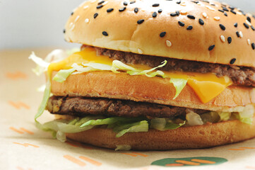 hamburger from the network of the Russian fast food chain 