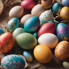 Fototapeta na wymiar easter, egg, holiday, eggs, celebration, decoration, spring, color, basket, colorful, food, colored, green, 