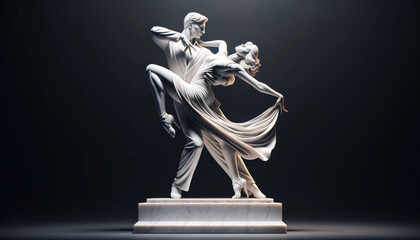 marble statue of salsa dancers