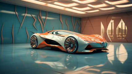 modern car concept There will be a different beauty and appearance in the future world.