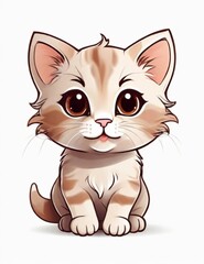 Obraz premium Cute cat, coloring book, excited, Chibi, supplies, carriers, white background.