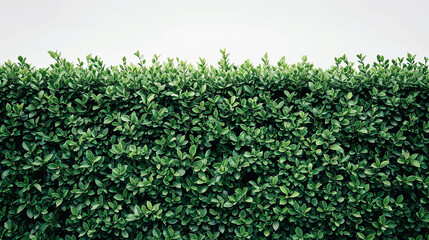 An isolated view of a beautifully manicured green hedge, emphasizing the textures and shades of the...