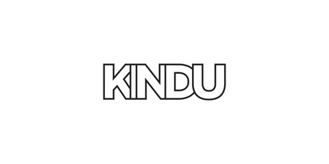 Kindu in the Congo emblem. The design features a geometric style, vector illustration with bold typography in a modern font. The graphic slogan lettering.