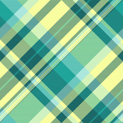 Nostalgic tartan pattern fabric, celtic vector plaid seamless. Classy background textile check texture in teal and lime colors.