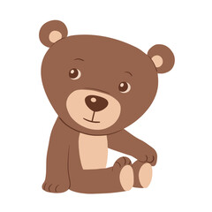 Obraz premium Teddy bear toy. Kind bear on a white background. Character for children. Cute animal for a postcard. Cartoon vector isolated illustration