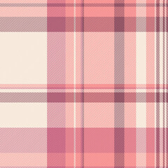 Delicate textile background check, famous texture vector seamless. Exotic tartan fabric pattern plaid in red and light colors.