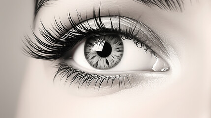 beauty female eye with curl long false eyelashes - obrazy, fototapety, plakaty