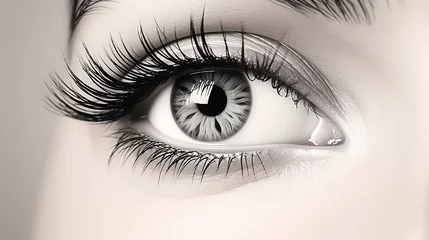 Fotobehang beauty female eye with curl long false eyelashes © Aura