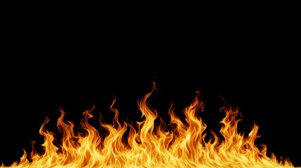 Spirited flames rising fiercely against a pure black background. Generative AI