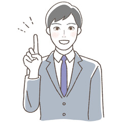 Illustration of a businessman explaining, upper body.