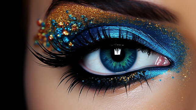 blue eye with colorful makeup