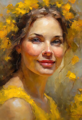 Woman field yellow