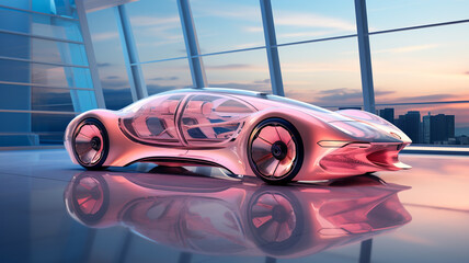 Beautiful, modern, luxurious cars. Cars with advanced technology in the future world