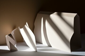 Folded paper edge casting a shadow. Generative AI