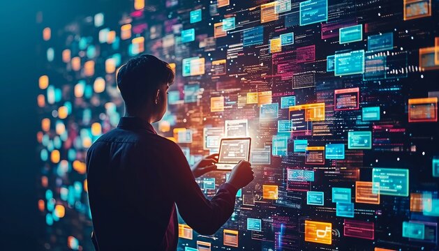 the latest document management technologies in action, featuring smart devices, cloud-based collaboration, and advanced software solutions that enhance organizational productivity.