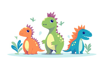 Cute dinosaur character set in cartoon style © The Illustraitor