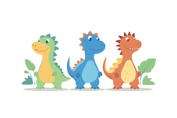 Cute dinosaur character set in cartoon style © The Illustraitor