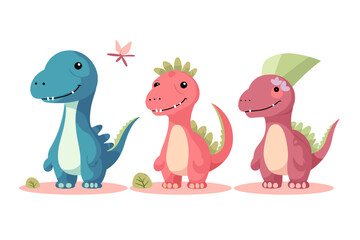 Cute dinosaur character set in cartoon style © The Illustraitor