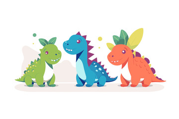 Obraz na płótnie Canvas Cute dinosaur character set in cartoon style